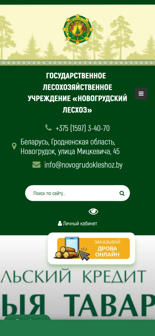Мобильная версия сайта Новогрудский лесхоз